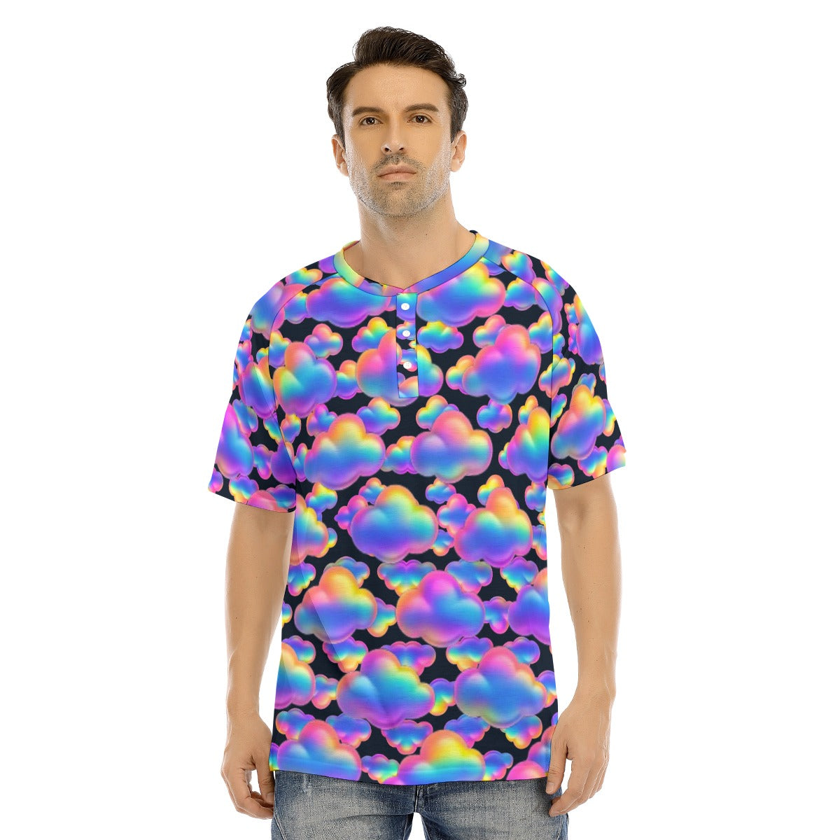 Men's Raglan Sleeve T-shirt With Button Closure