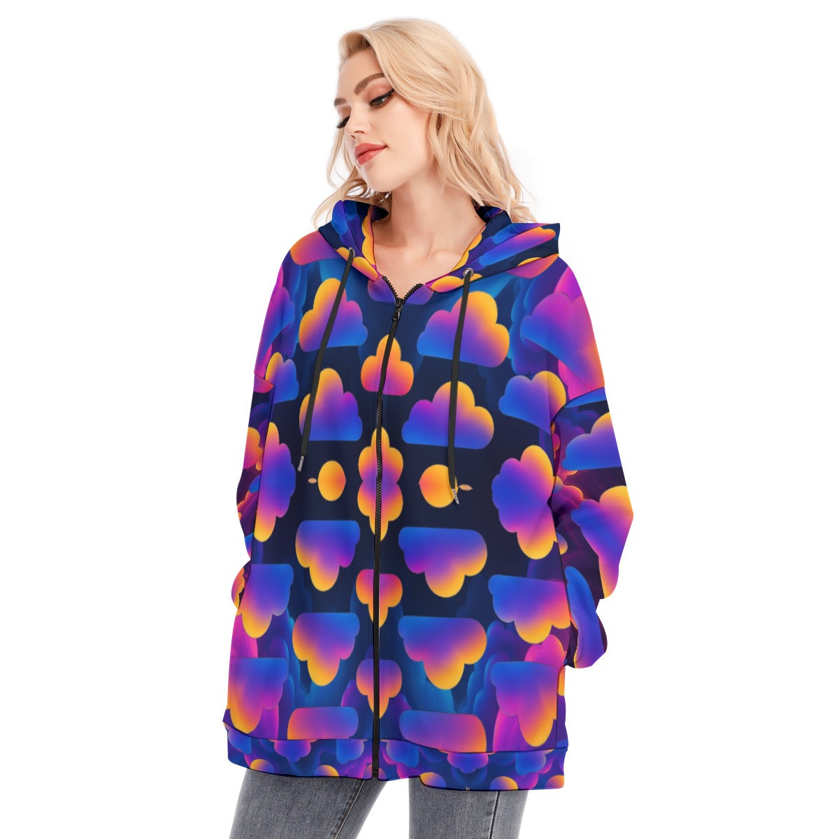 Women's Long Hoodie With Zipper Closure