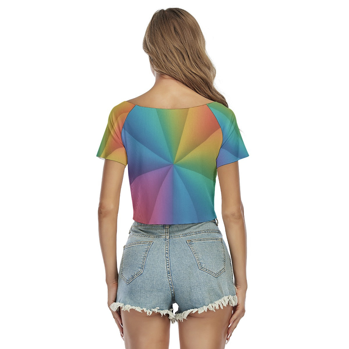 Women's Raglan Drawstring Front Crop Tee