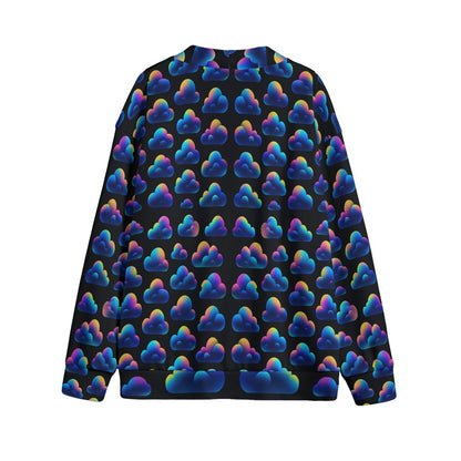 Unisex V-neck Knitted Fleece Cardigan With Button Closure