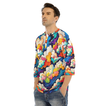 Men's Bracelet Sleeve T-shirt With Button Closure - view 3