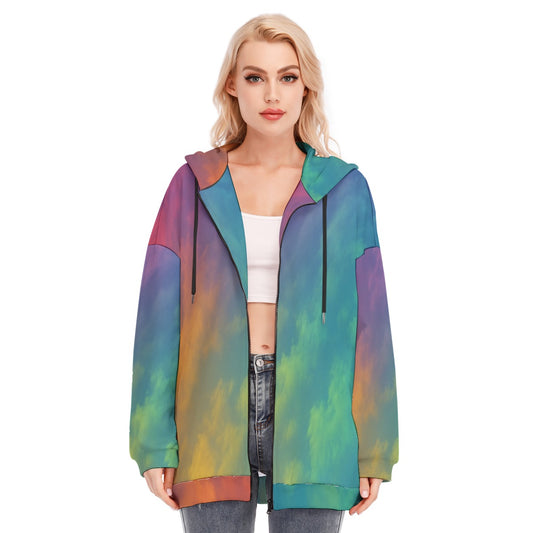 Women's Long Hoodie With Zipper Closure