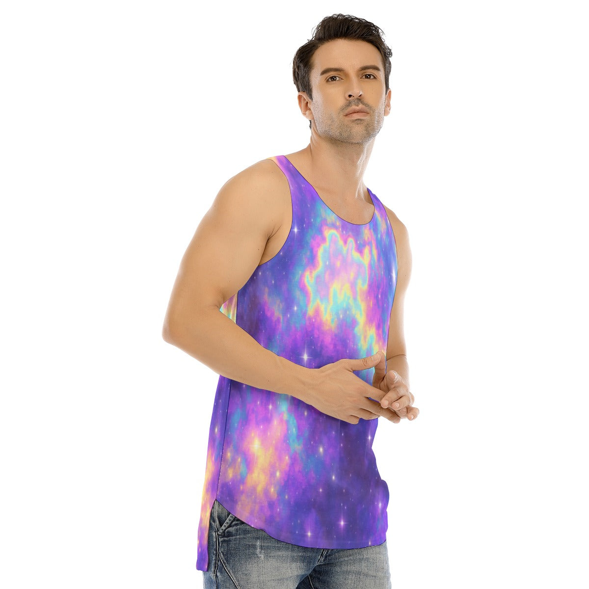 Men's Curved Hem Long Tank Top