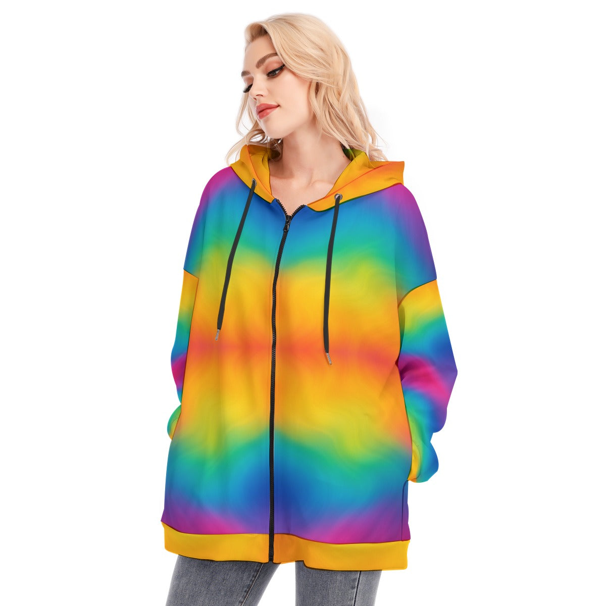 Women's Long Hoodie With Zipper Closure