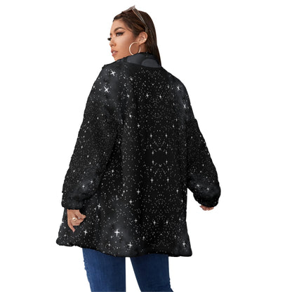 Unisex Borg Fleece Stand-up Collar Coat With Zipper Closure(Plus Size)