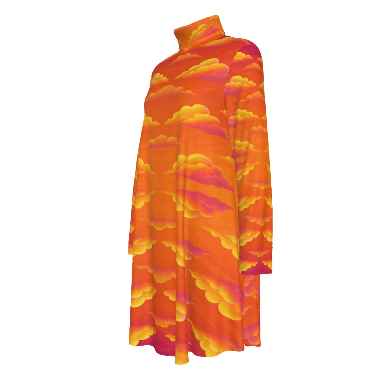 Women's High Neck Dress With Long Sleeve