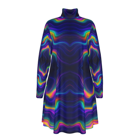 Women's High Neck Dress With Long Sleeve