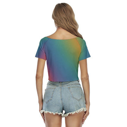 Women's Raglan Drawstring Front Crop Tee