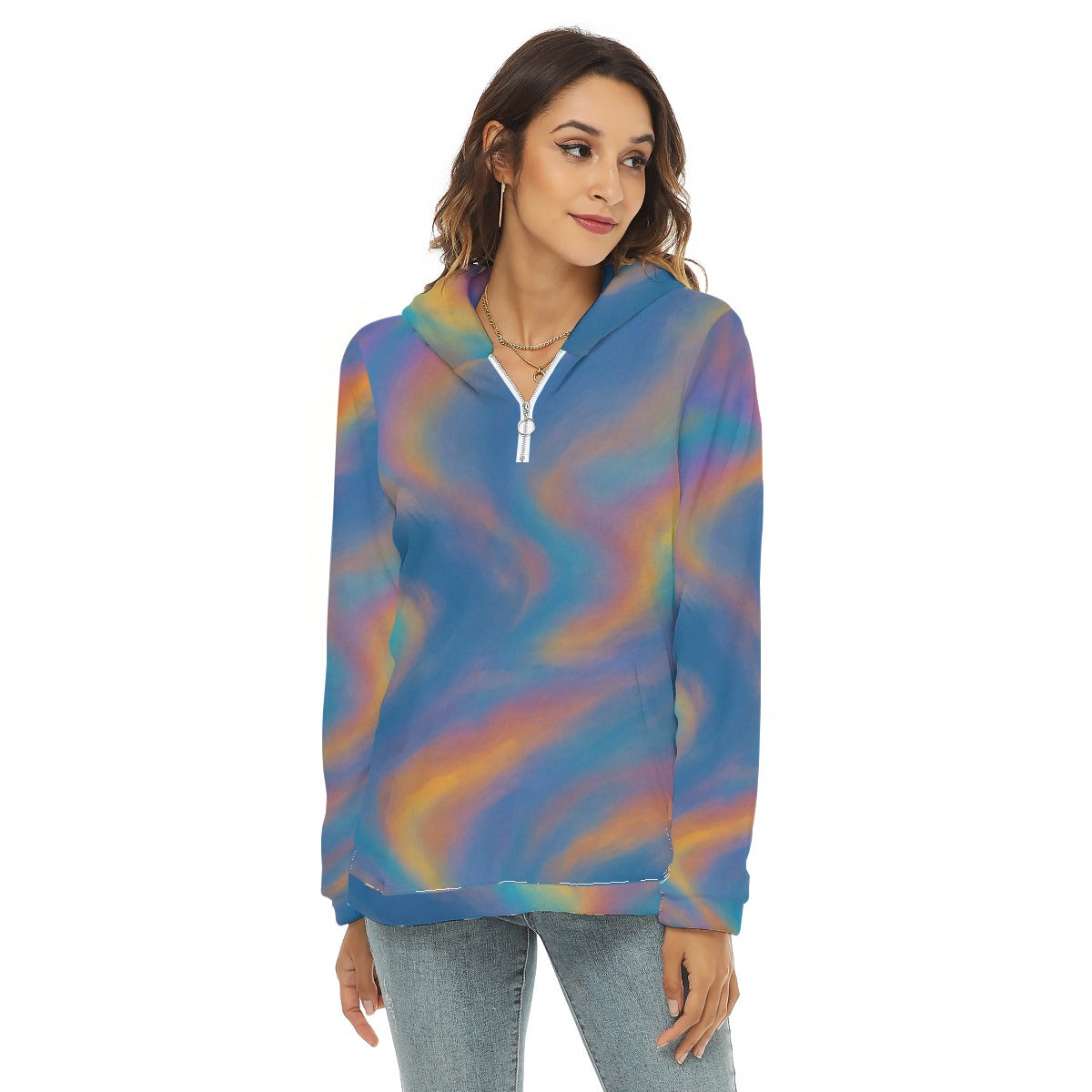 Women's Borg Fleece Hoodie With Half Zip
