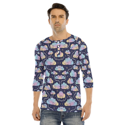 Men's Bracelet Sleeve T-shirt With Button Closure - view 1