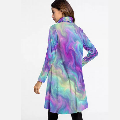 Women's High Neck Dress With Long Sleeve