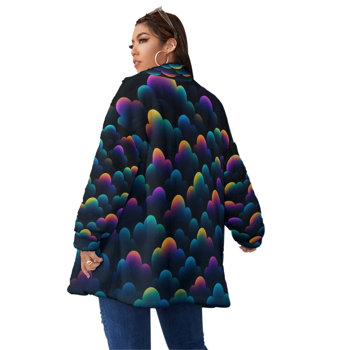 Unisex Borg Fleece Stand-up Collar Coat With Zipper Closure(Plus Size)