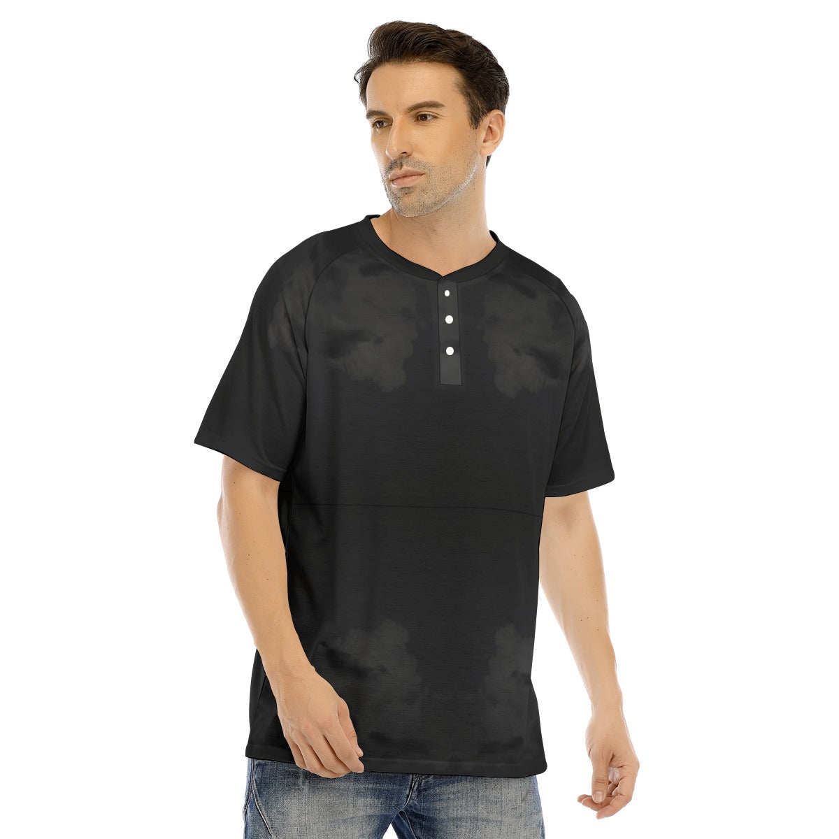 Men's Raglan Sleeve T-shirt With Button Closure