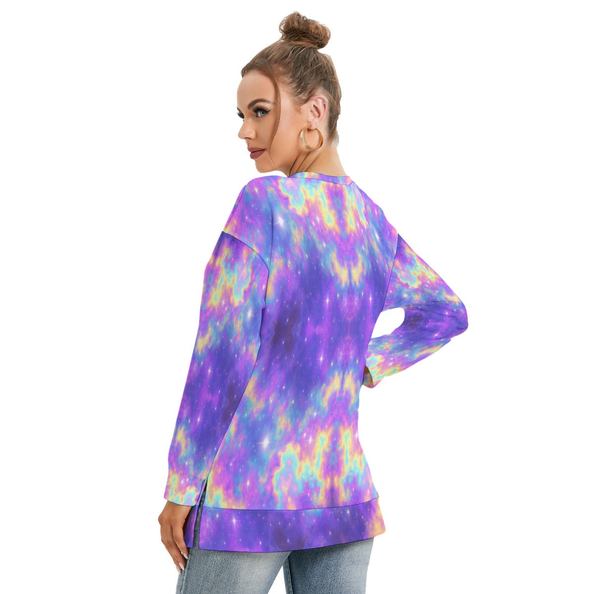 Women's Side Split O-neck Sweatshirt
