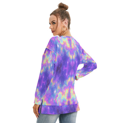Women's Side Split O-neck Sweatshirt