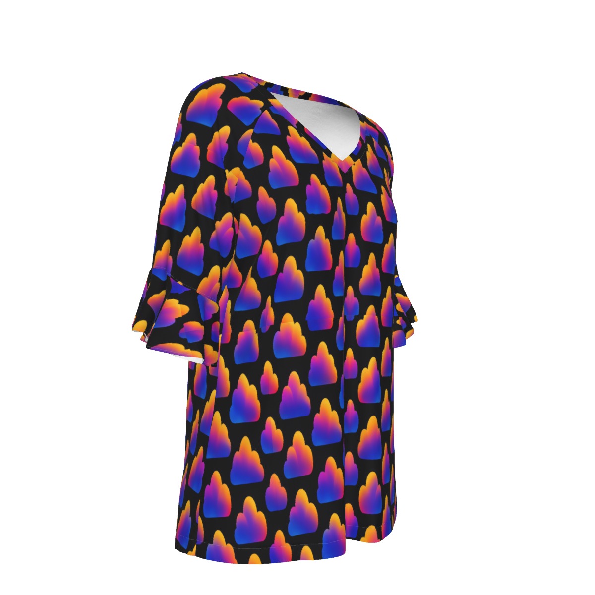 V-neck Women's T-shirt With Bell Sleeve