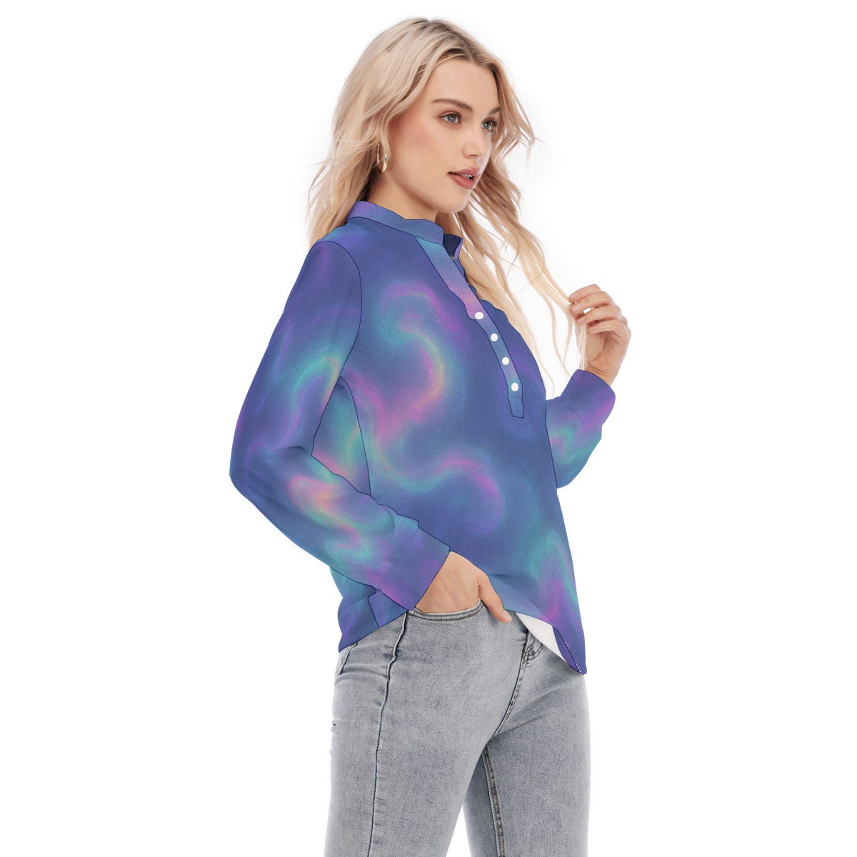 Women's Long Sleeve Blouse With Button Closure