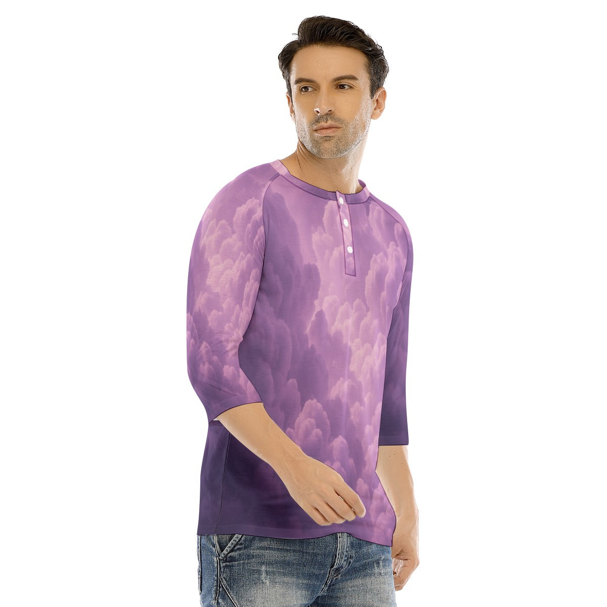 Men's Bracelet Sleeve T-shirt With Button Closure - view 2