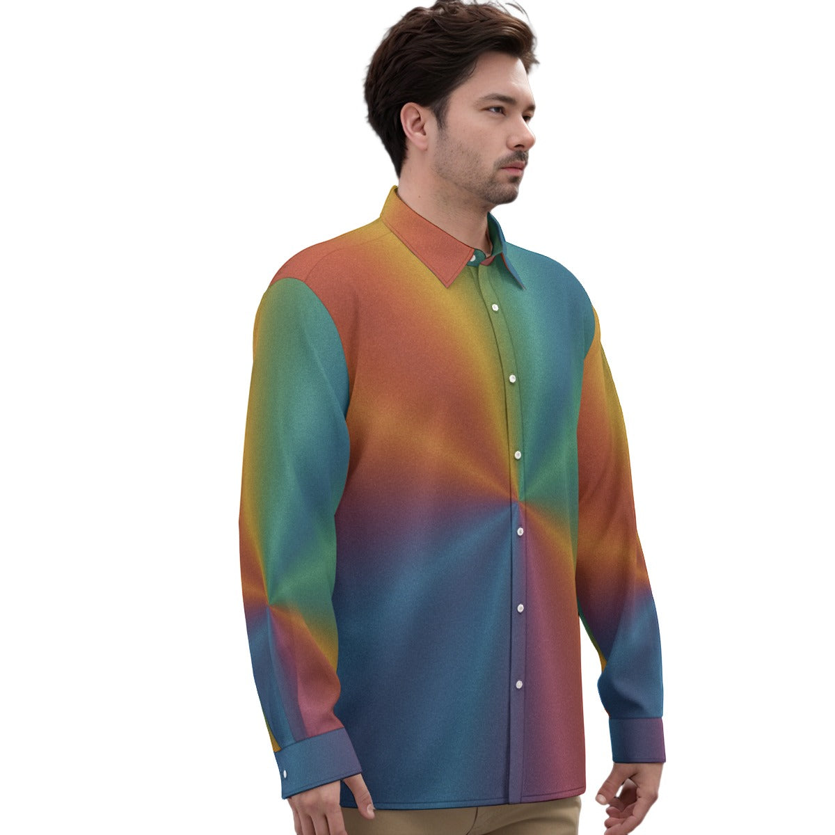 Men's Imitation Silk Long-Sleeved Shirt