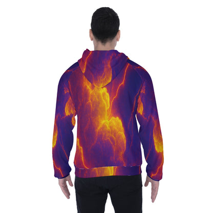 Men's Heavy Fleece Raglan Zip Up Hoodie With Pocket