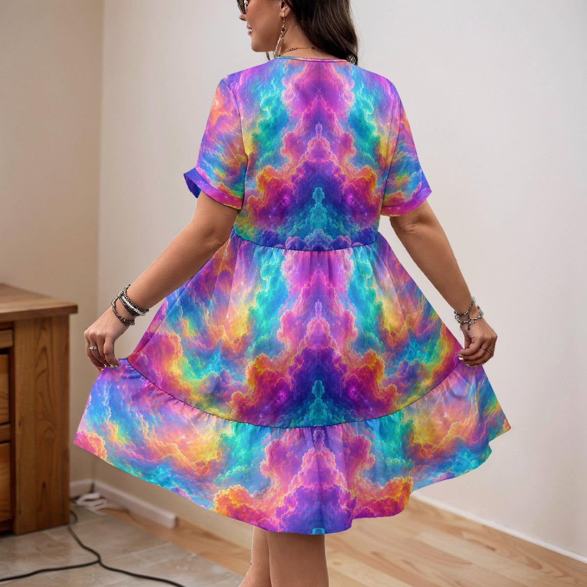 Women’s Floral V-Neck Short Sleeve Dress