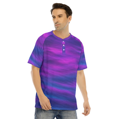 Men's Raglan Sleeve T-shirt With Button Closure