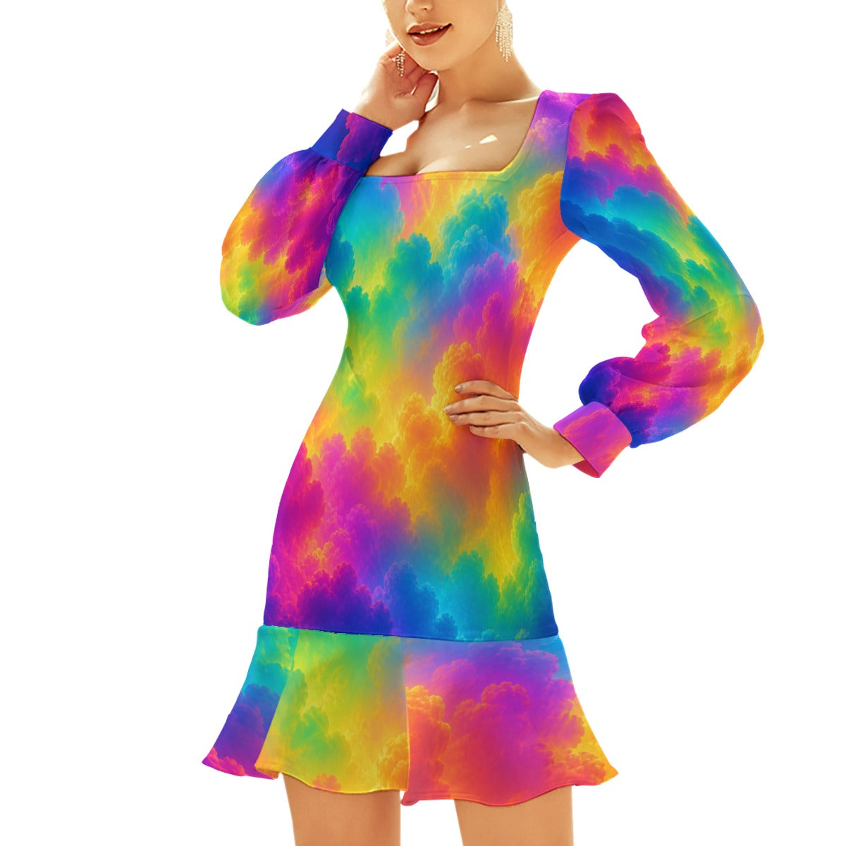 Women's Ruffle Hem Skinny Dress