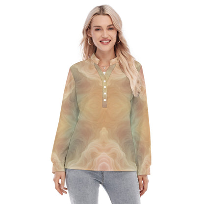 Women's Long Sleeve Blouse With Button Closure