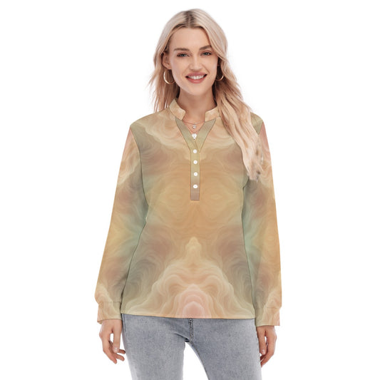 Women's Long Sleeve Blouse With Button Closure
