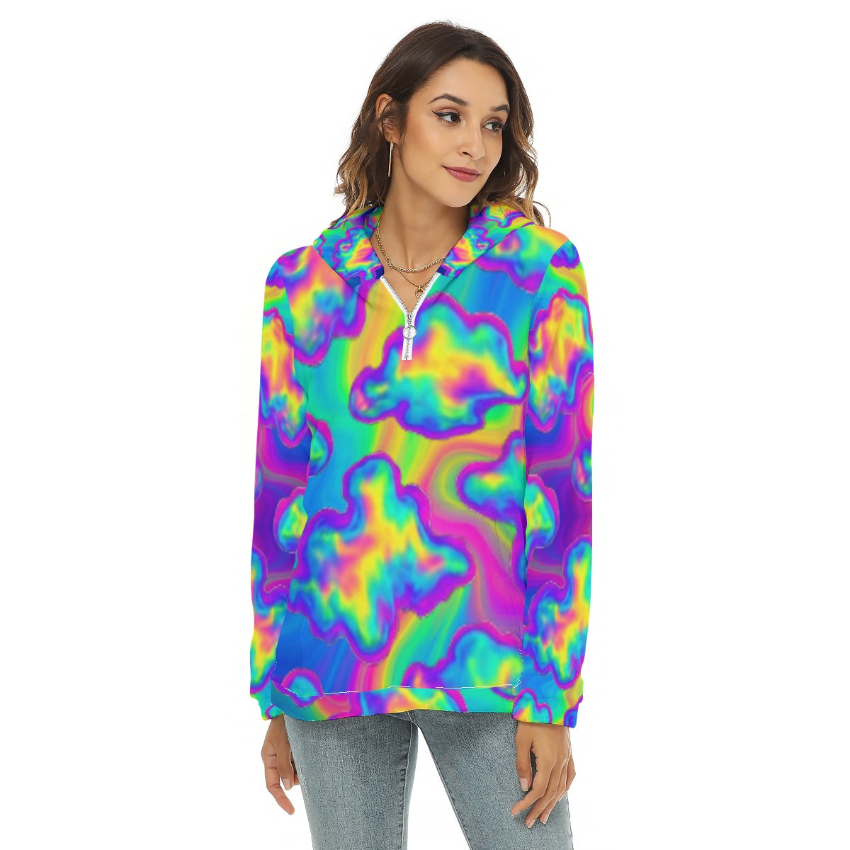 Women's Borg Fleece Hoodie With Half Zip