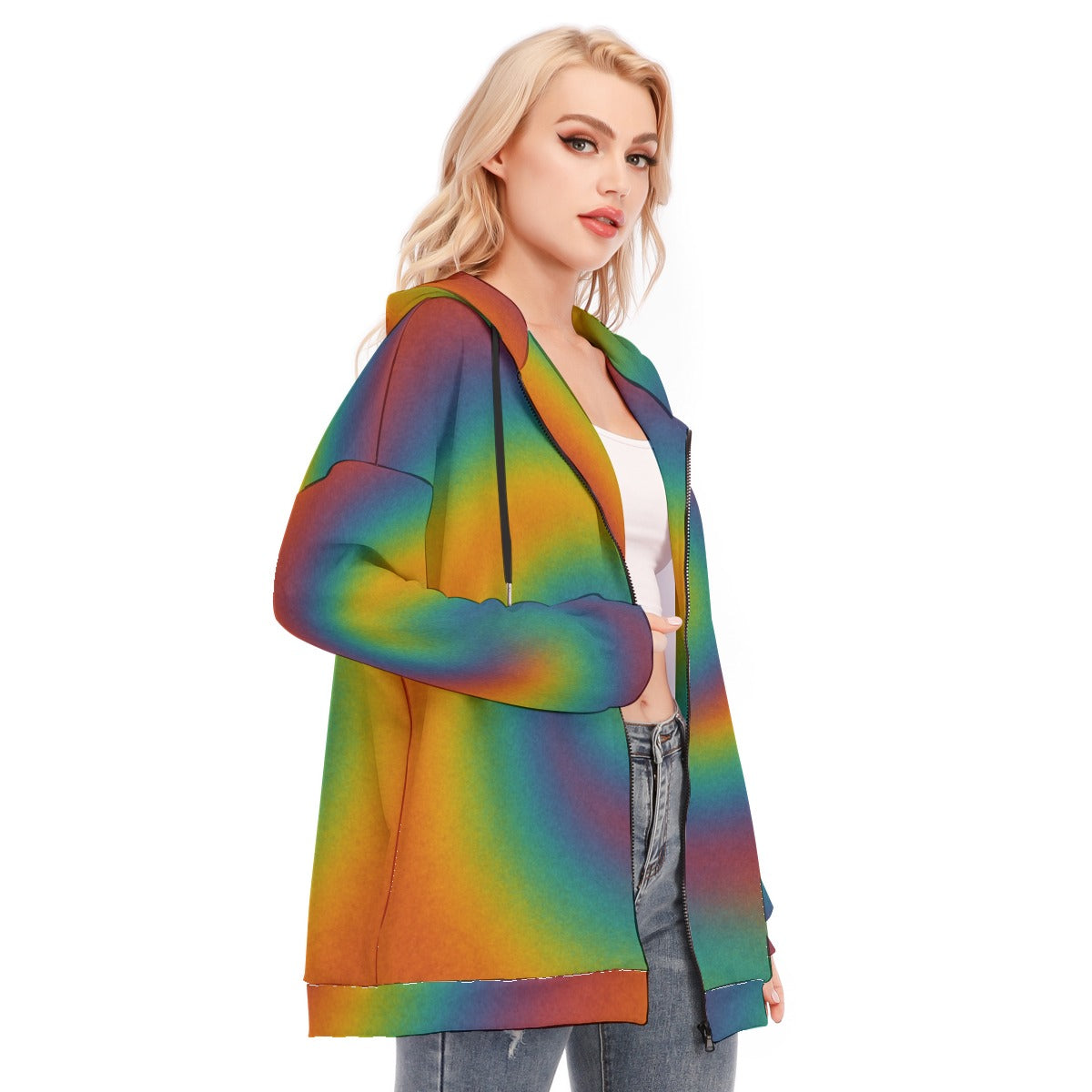 Women's Long Hoodie With Zipper Closure