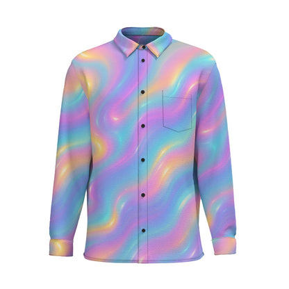 Men's Business Lapel Long Sleeve Shirt With Pocket|110GSM Imitation Flax