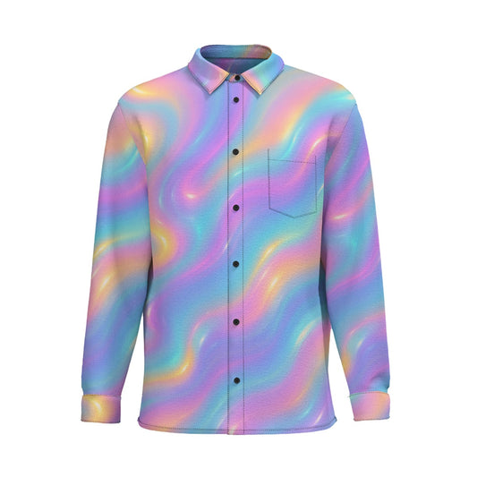 Men's Business Lapel Long Sleeve Shirt With Pocket|110GSM Imitation Flax