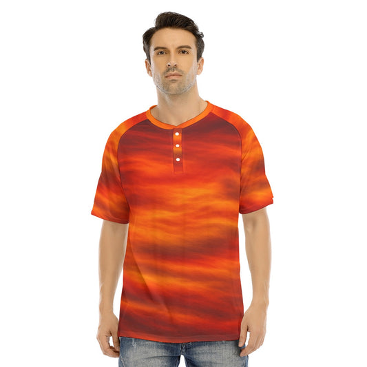 Men's Raglan Sleeve T-shirt With Button Closure