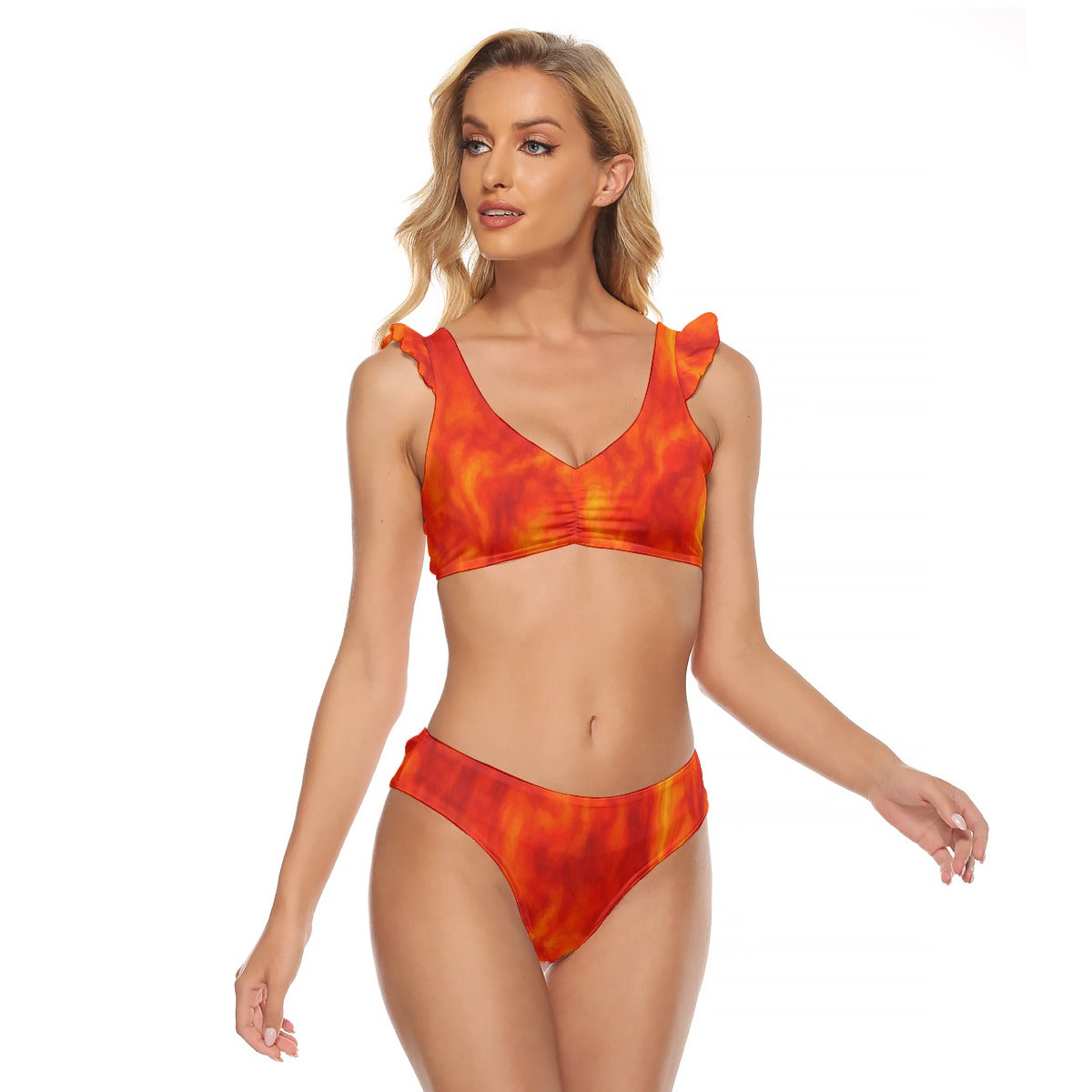 Women's Bikini Swimsuit With Ruffle Cuff Bra