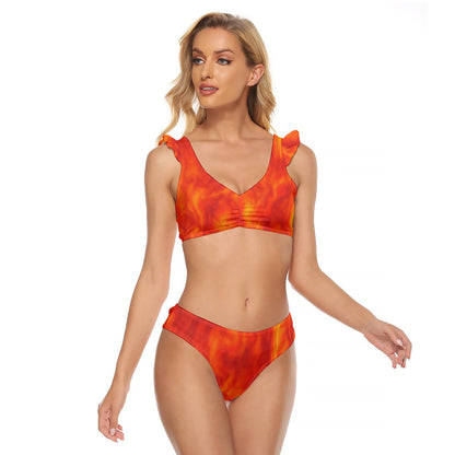 Women's Bikini Swimsuit With Ruffle Cuff Bra
