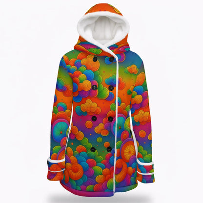 Women's Hooded Double-Breasted Winter Coat With Fleece