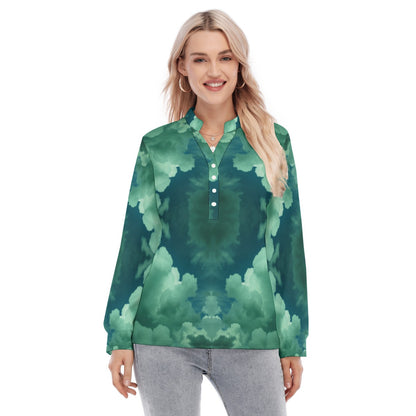 Women's Long Sleeve Blouse With Button Closure