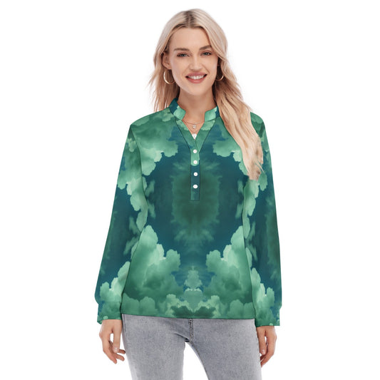 Women's Long Sleeve Blouse With Button Closure