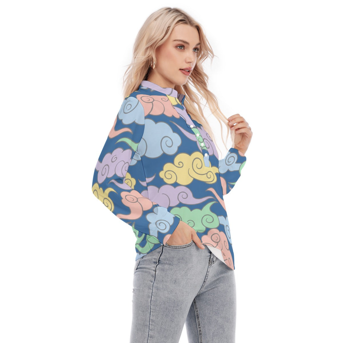 Women's Long Sleeve Blouse With Button Closure