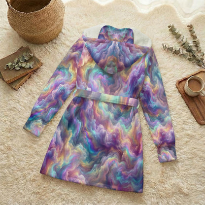 Unisex Flannel Hooded Robe With Eye Mask