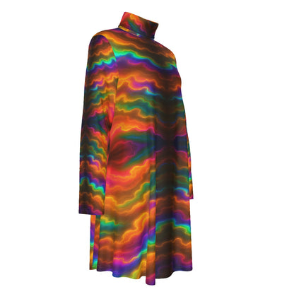 Women's High Neck Dress With Long Sleeve