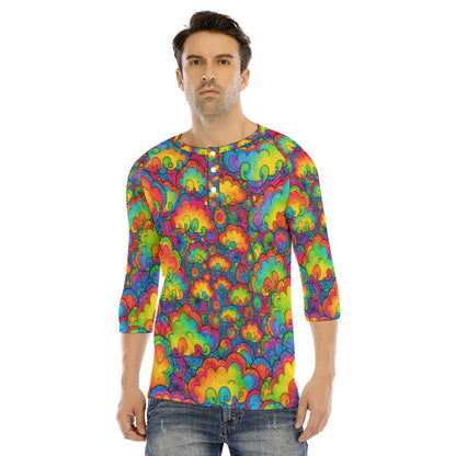 Men's Bracelet Sleeve T-shirt With Button Closure - view 1