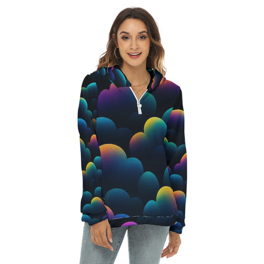 Women's Borg Fleece Hoodie With Half Zip