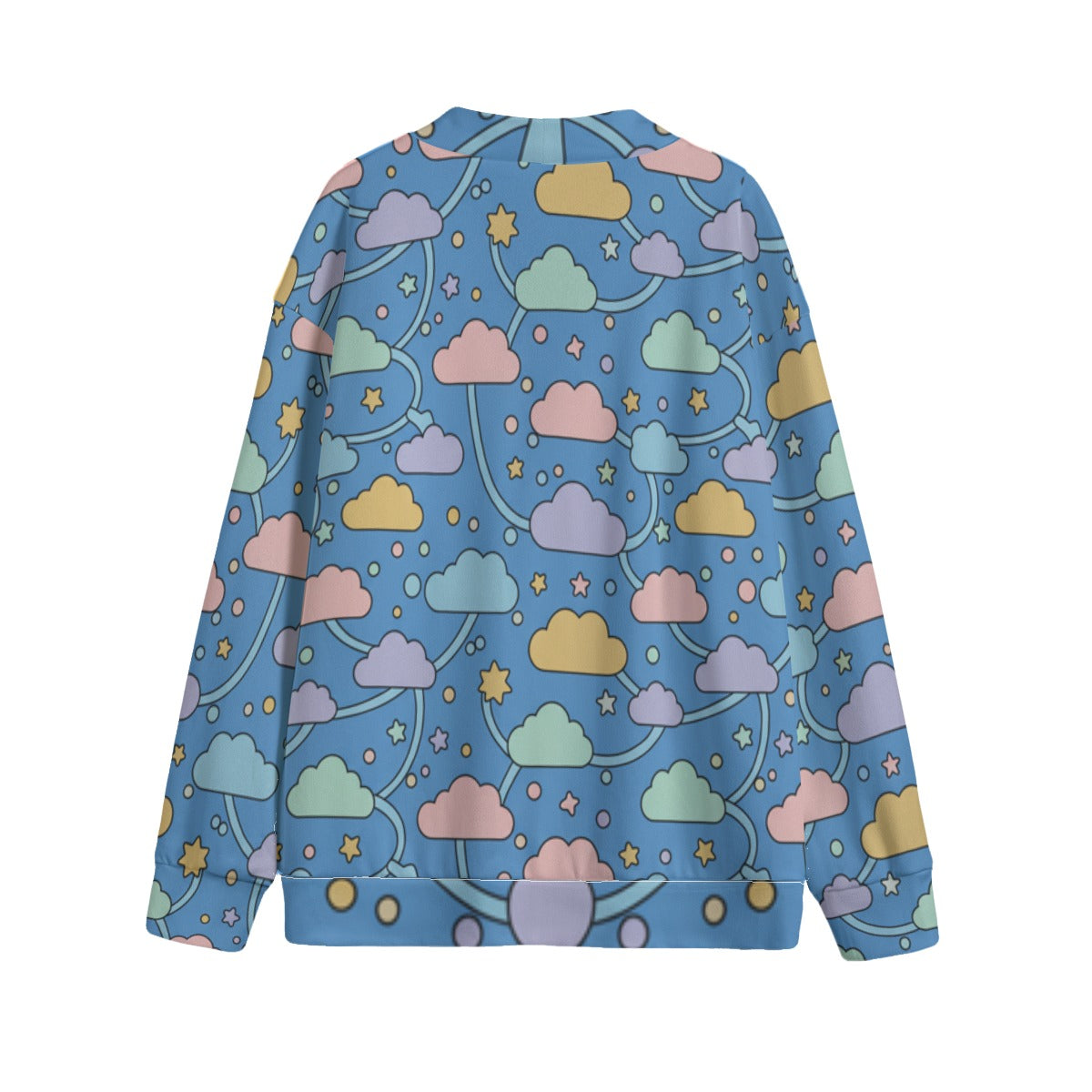 Unisex V-neck Knitted Fleece Cardigan With Button Closure