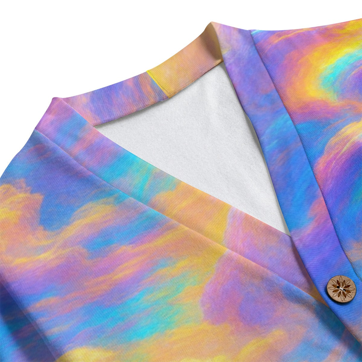 Unisex V-neck Knitted Fleece Cardigan With Button Closure