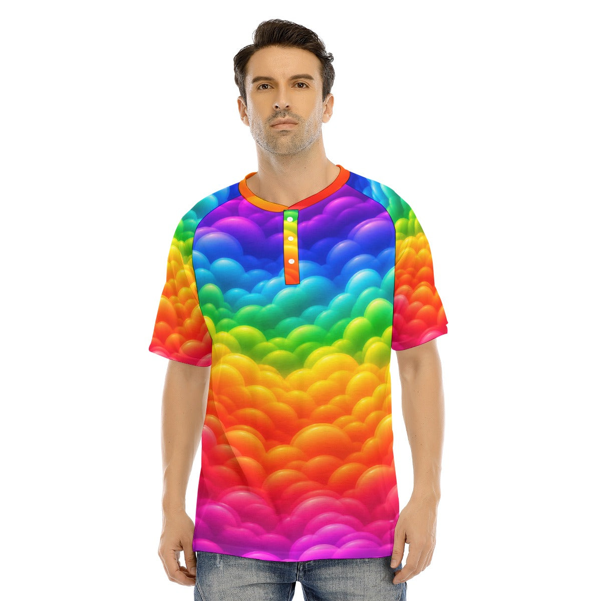 Men's Raglan Sleeve T-shirt With Button Closure