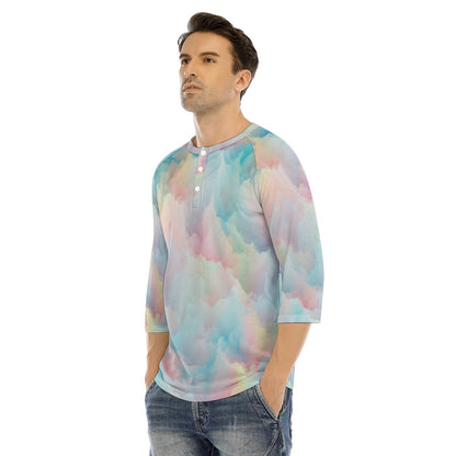 Men's Bracelet Sleeve T-shirt With Button Closure - view 3