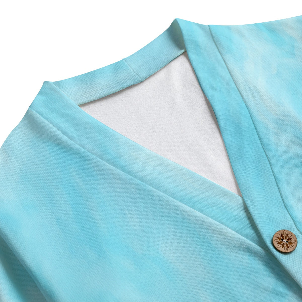 Unisex V-neck Knitted Fleece Cardigan With Button Closure