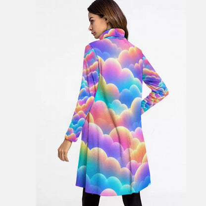 Women's High Neck Dress With Long Sleeve